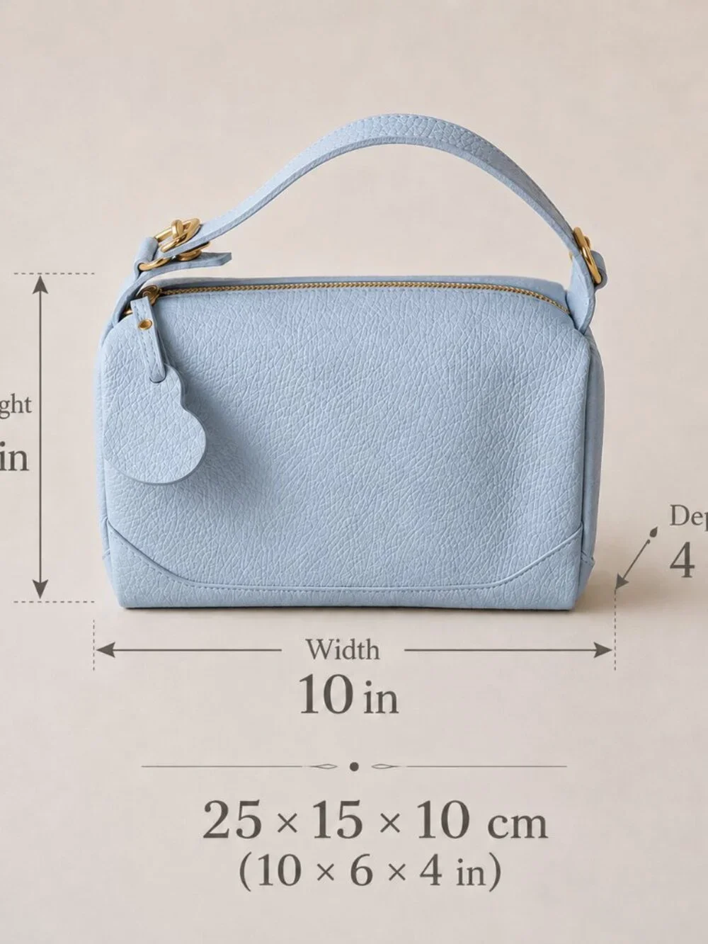 Baby Blue Italian Leather Crossbody Bag